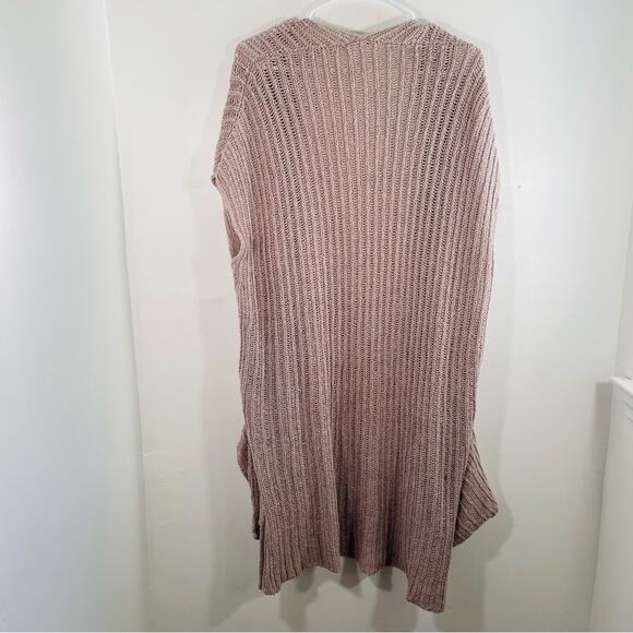 Free People Mauve Taupe Knit Open Front Sweater Shrug Vest Small Cotton Linen - Picture 11 of 11